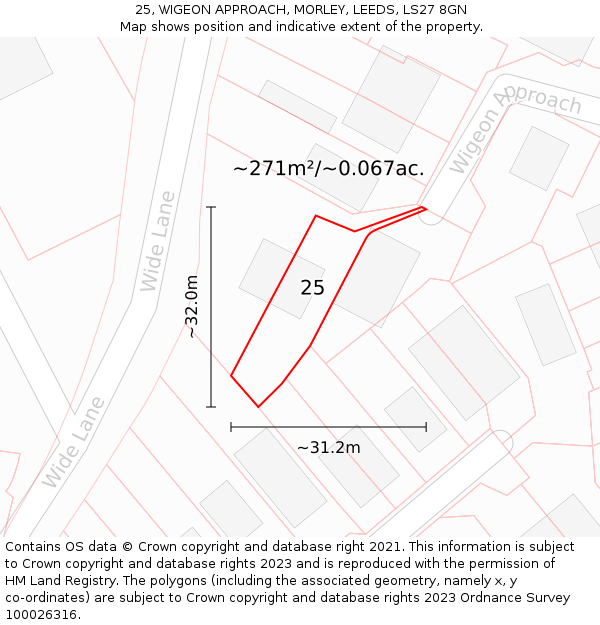 25, WIGEON APPROACH, MORLEY, LEEDS, LS27 8GN: Plot and title map