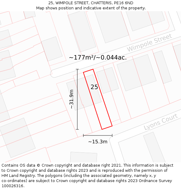 25, WIMPOLE STREET, CHATTERIS, PE16 6ND: Plot and title map