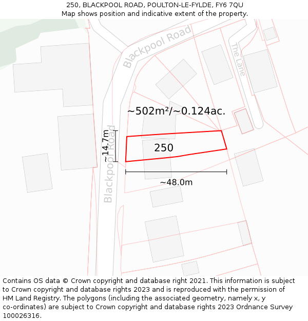 250, BLACKPOOL ROAD, POULTON-LE-FYLDE, FY6 7QU: Plot and title map