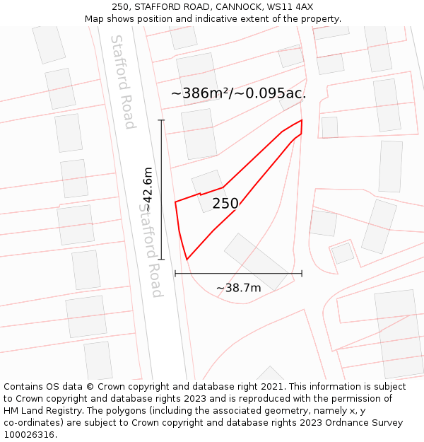 250, STAFFORD ROAD, CANNOCK, WS11 4AX: Plot and title map