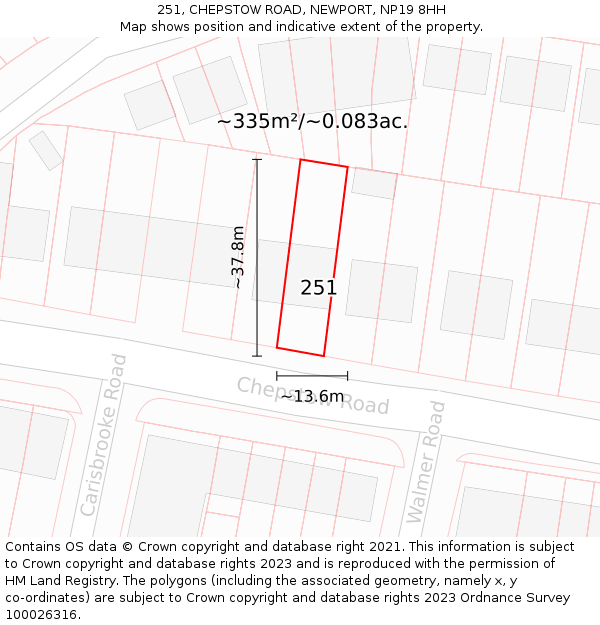 251, CHEPSTOW ROAD, NEWPORT, NP19 8HH: Plot and title map