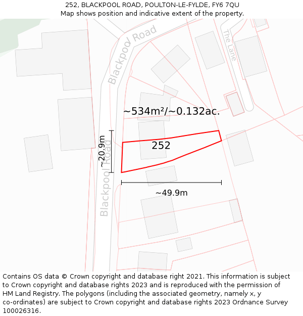 252, BLACKPOOL ROAD, POULTON-LE-FYLDE, FY6 7QU: Plot and title map