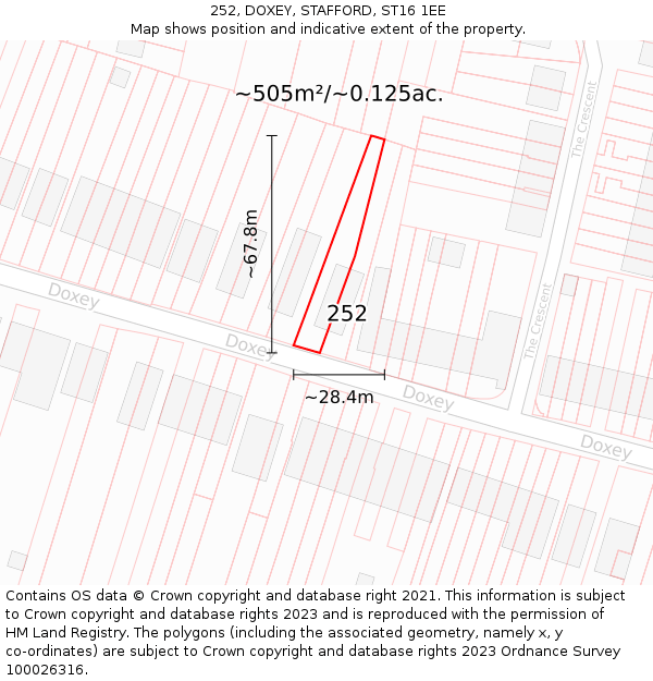 252, DOXEY, STAFFORD, ST16 1EE: Plot and title map