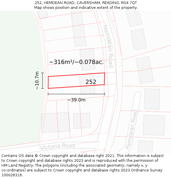 252, HEMDEAN ROAD, CAVERSHAM, READING, RG4 7QT: Plot and title map