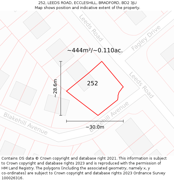 252, LEEDS ROAD, ECCLESHILL, BRADFORD, BD2 3JU: Plot and title map