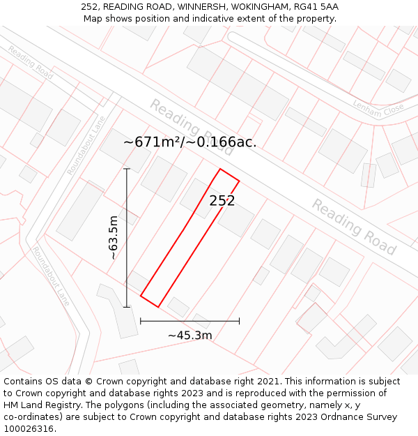 252, READING ROAD, WINNERSH, WOKINGHAM, RG41 5AA: Plot and title map