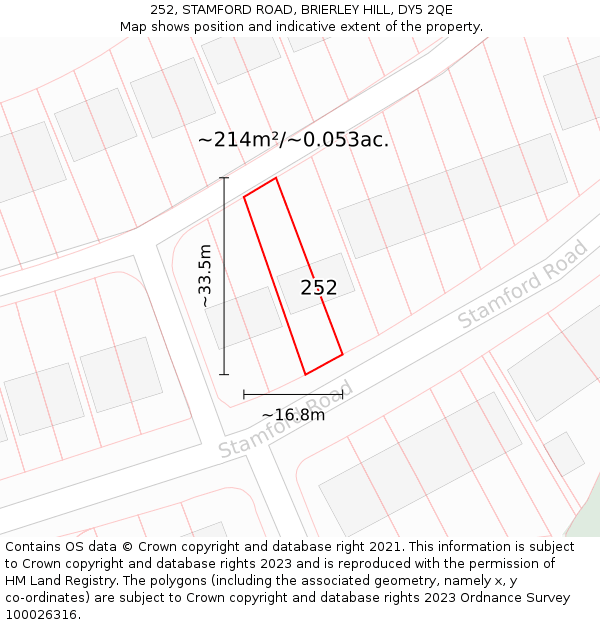 252, STAMFORD ROAD, BRIERLEY HILL, DY5 2QE: Plot and title map