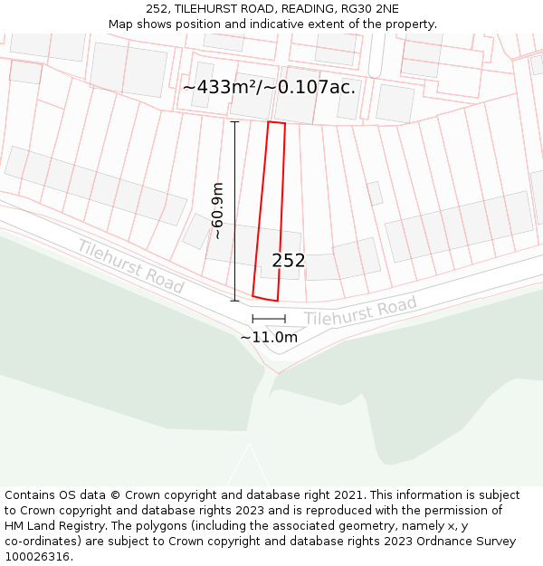 252, TILEHURST ROAD, READING, RG30 2NE: Plot and title map