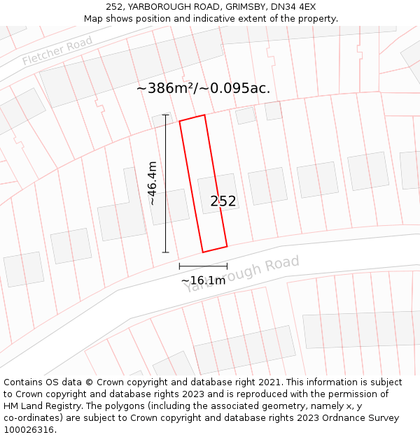 252, YARBOROUGH ROAD, GRIMSBY, DN34 4EX: Plot and title map