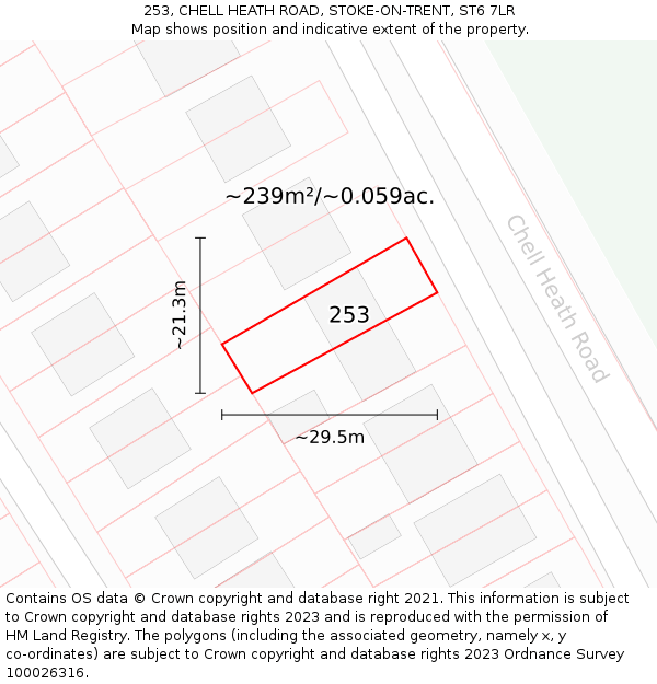 253, CHELL HEATH ROAD, STOKE-ON-TRENT, ST6 7LR: Plot and title map