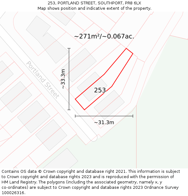 253, PORTLAND STREET, SOUTHPORT, PR8 6LX: Plot and title map