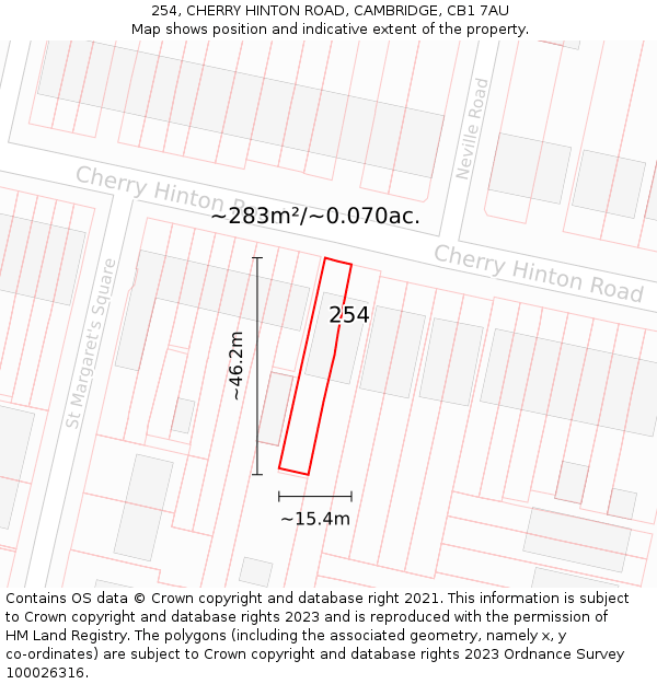 254, CHERRY HINTON ROAD, CAMBRIDGE, CB1 7AU: Plot and title map