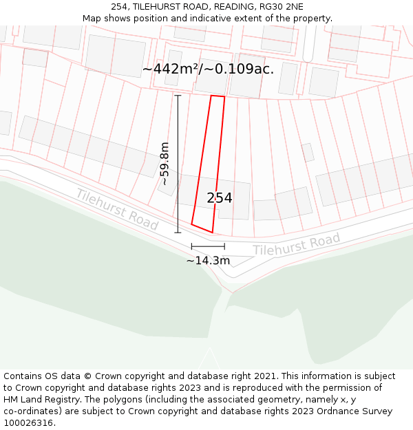 254, TILEHURST ROAD, READING, RG30 2NE: Plot and title map