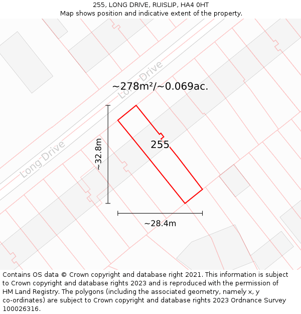 255, LONG DRIVE, RUISLIP, HA4 0HT: Plot and title map