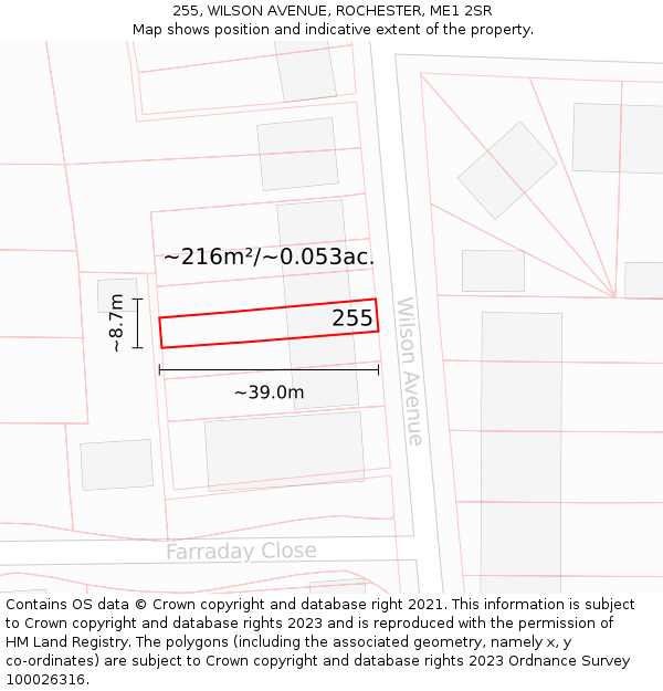 255, WILSON AVENUE, ROCHESTER, ME1 2SR: Plot and title map