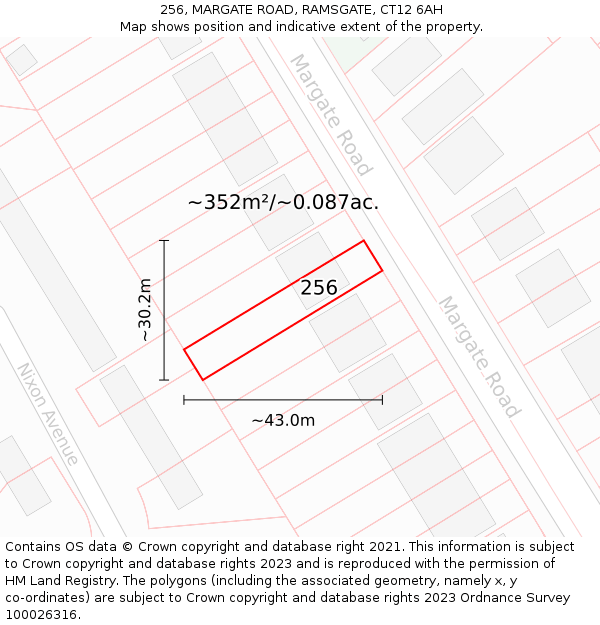 256, MARGATE ROAD, RAMSGATE, CT12 6AH: Plot and title map