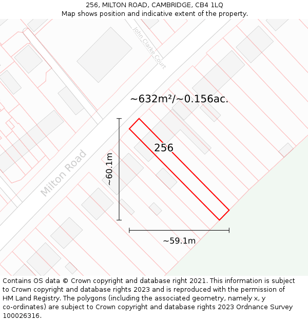 256, MILTON ROAD, CAMBRIDGE, CB4 1LQ: Plot and title map