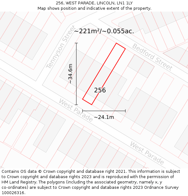 256, WEST PARADE, LINCOLN, LN1 1LY: Plot and title map