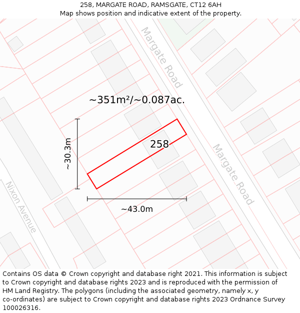258, MARGATE ROAD, RAMSGATE, CT12 6AH: Plot and title map