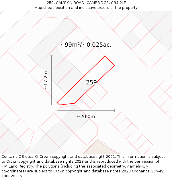 259, CAMPKIN ROAD, CAMBRIDGE, CB4 2LE: Plot and title map