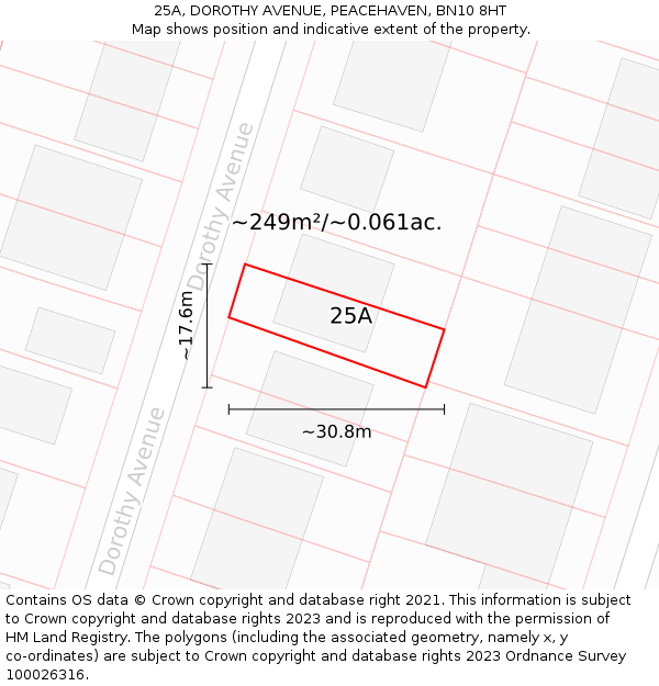 25A, DOROTHY AVENUE, PEACEHAVEN, BN10 8HT: Plot and title map