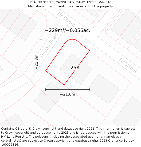 25A, FIR STREET, CADISHEAD, MANCHESTER, M44 5AR: Plot and title map