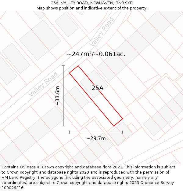 25A, VALLEY ROAD, NEWHAVEN, BN9 9XB: Plot and title map