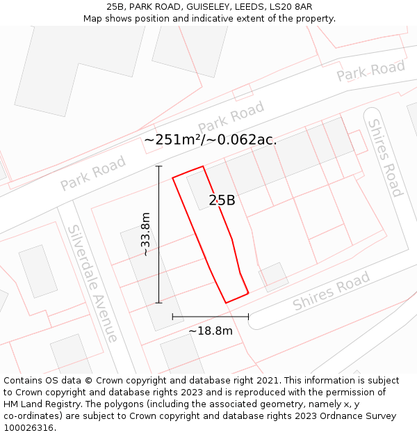 25B, PARK ROAD, GUISELEY, LEEDS, LS20 8AR: Plot and title map