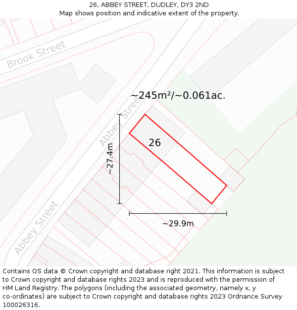 26, ABBEY STREET, DUDLEY, DY3 2ND: Plot and title map