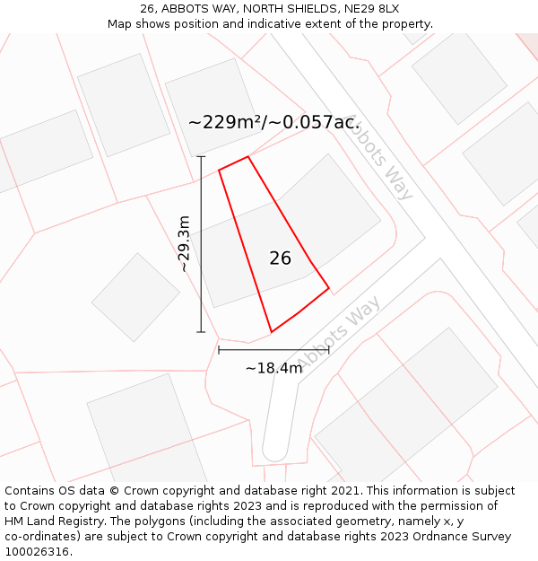 26, ABBOTS WAY, NORTH SHIELDS, NE29 8LX: Plot and title map