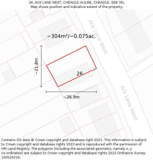 26, ACK LANE WEST, CHEADLE HULME, CHEADLE, SK8 7EL: Plot and title map