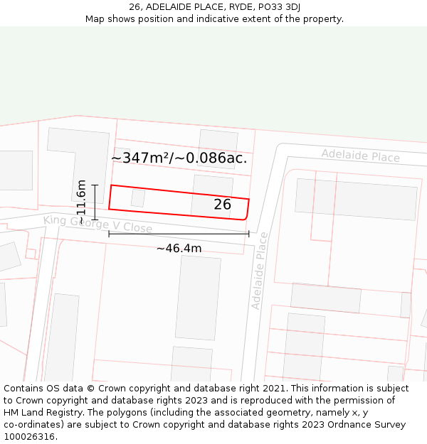 26, ADELAIDE PLACE, RYDE, PO33 3DJ: Plot and title map