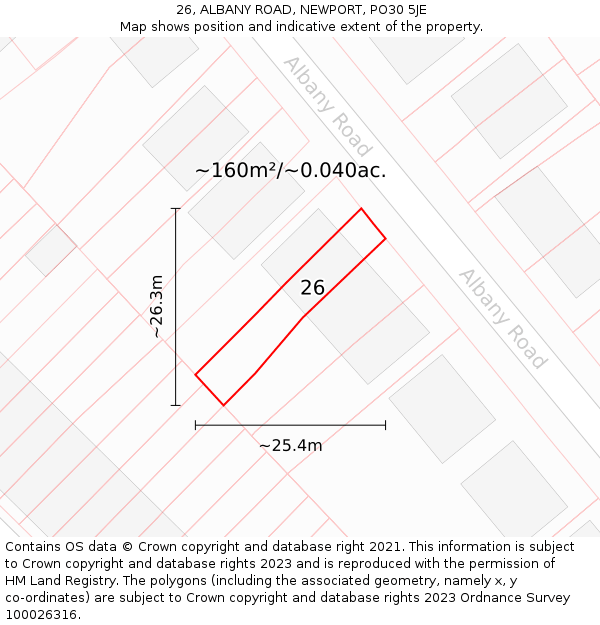 26, ALBANY ROAD, NEWPORT, PO30 5JE: Plot and title map