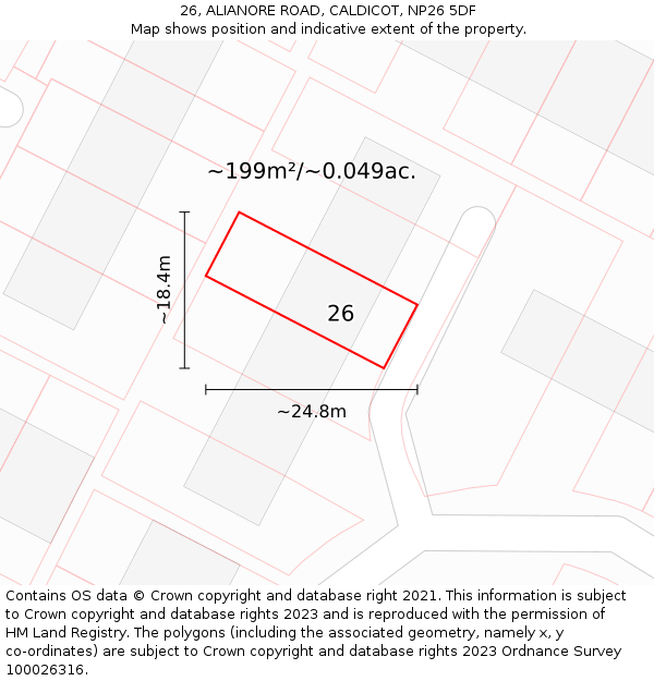 26, ALIANORE ROAD, CALDICOT, NP26 5DF: Plot and title map