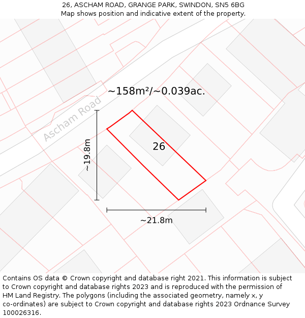 26, ASCHAM ROAD, GRANGE PARK, SWINDON, SN5 6BG: Plot and title map