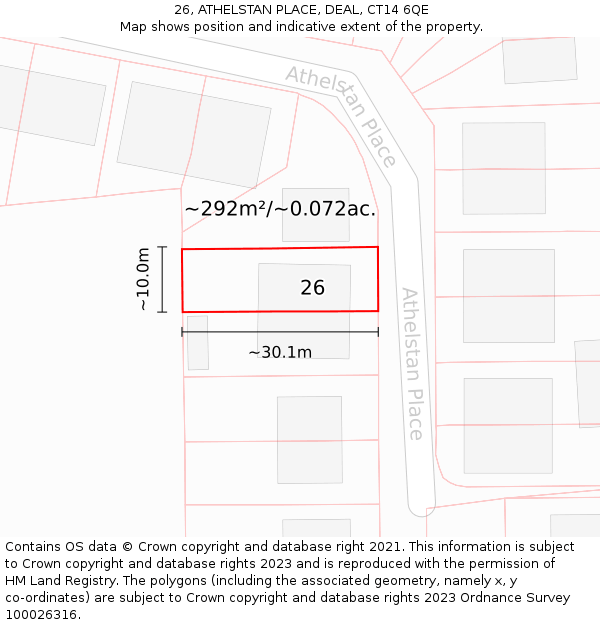 26, ATHELSTAN PLACE, DEAL, CT14 6QE: Plot and title map