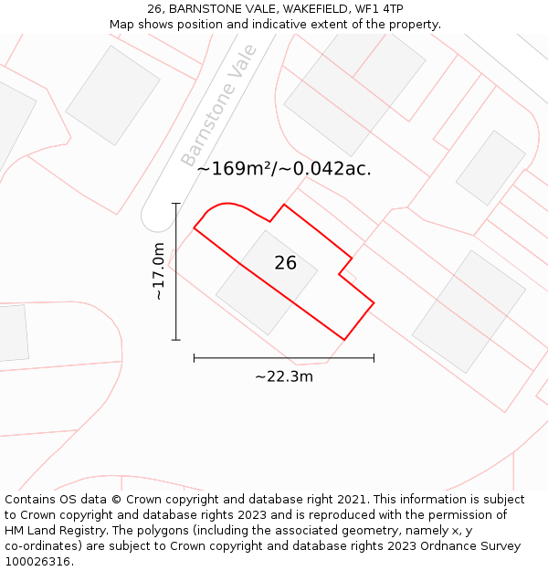 26, BARNSTONE VALE, WAKEFIELD, WF1 4TP: Plot and title map