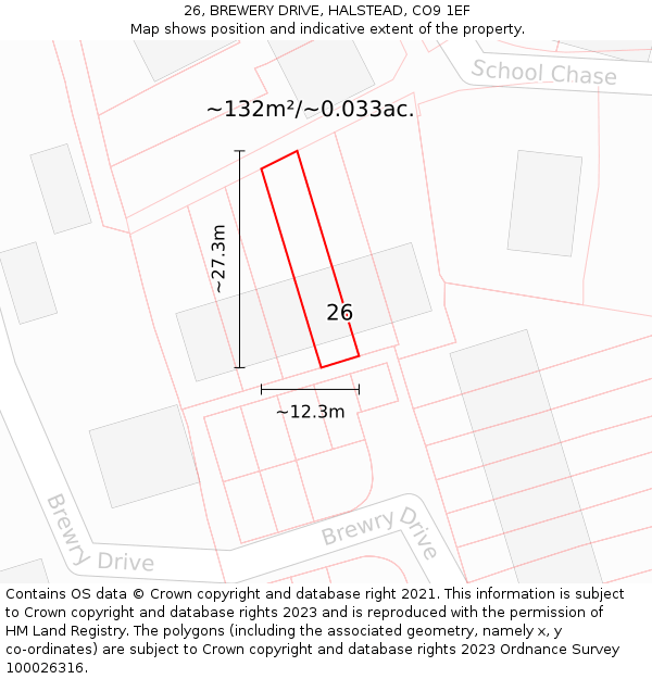 26, BREWERY DRIVE, HALSTEAD, CO9 1EF: Plot and title map