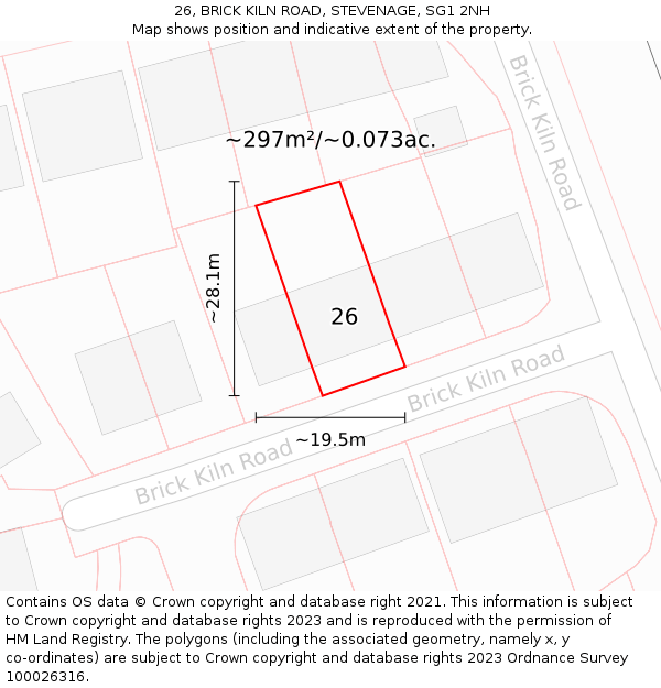26, BRICK KILN ROAD, STEVENAGE, SG1 2NH: Plot and title map