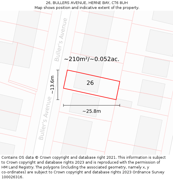 26, BULLERS AVENUE, HERNE BAY, CT6 8UH: Plot and title map