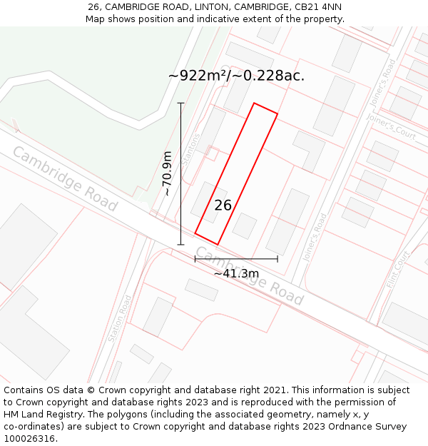 26, CAMBRIDGE ROAD, LINTON, CAMBRIDGE, CB21 4NN: Plot and title map