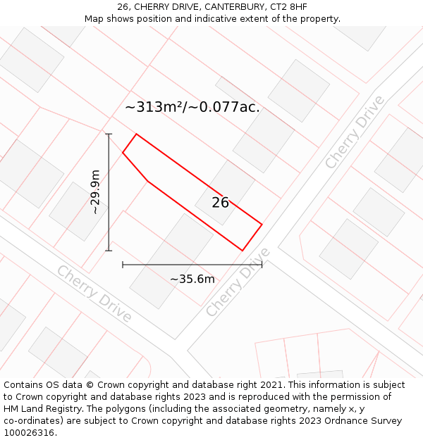 26, CHERRY DRIVE, CANTERBURY, CT2 8HF: Plot and title map