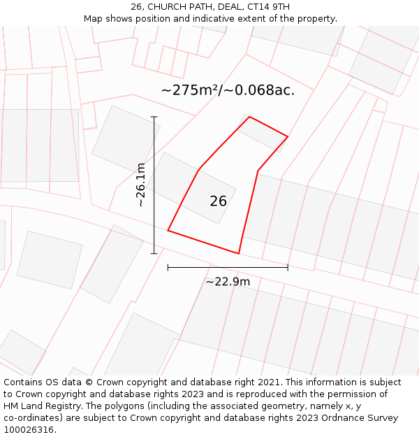 26, CHURCH PATH, DEAL, CT14 9TH: Plot and title map