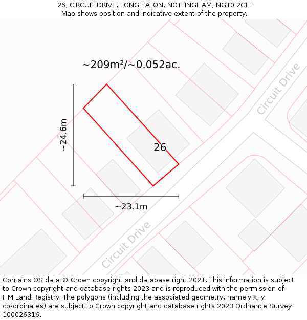 26, CIRCUIT DRIVE, LONG EATON, NOTTINGHAM, NG10 2GH: Plot and title map