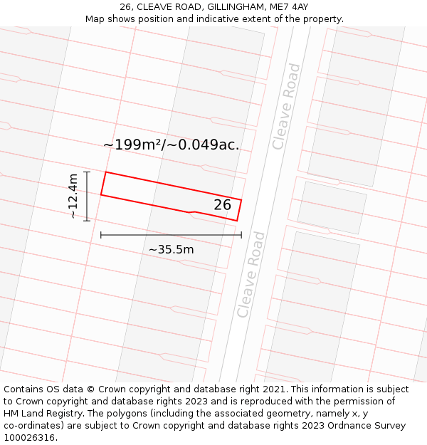 26, CLEAVE ROAD, GILLINGHAM, ME7 4AY: Plot and title map