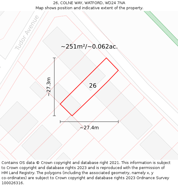 26, COLNE WAY, WATFORD, WD24 7NA: Plot and title map