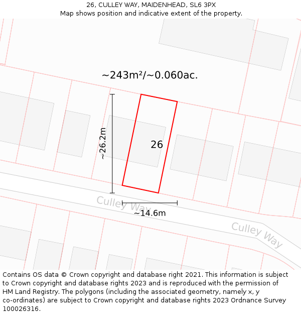 26, CULLEY WAY, MAIDENHEAD, SL6 3PX: Plot and title map