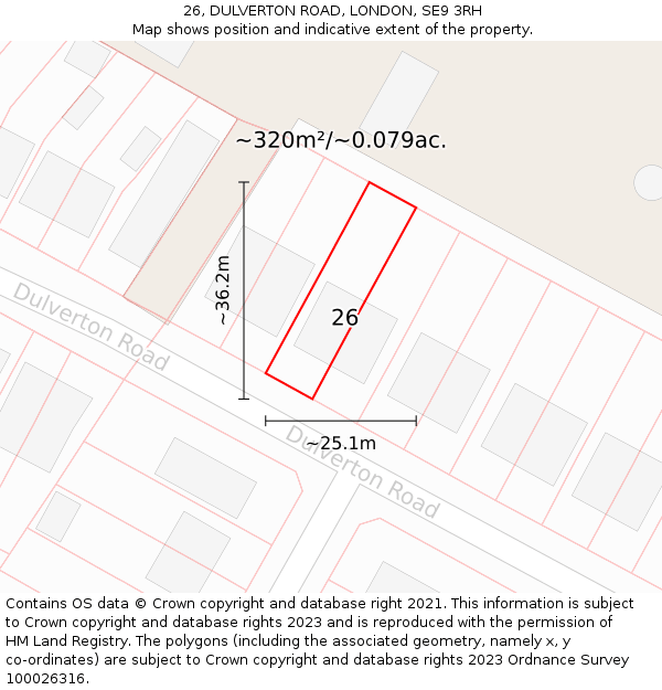 26, DULVERTON ROAD, LONDON, SE9 3RH: Plot and title map