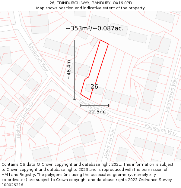 26, EDINBURGH WAY, BANBURY, OX16 0PD: Plot and title map