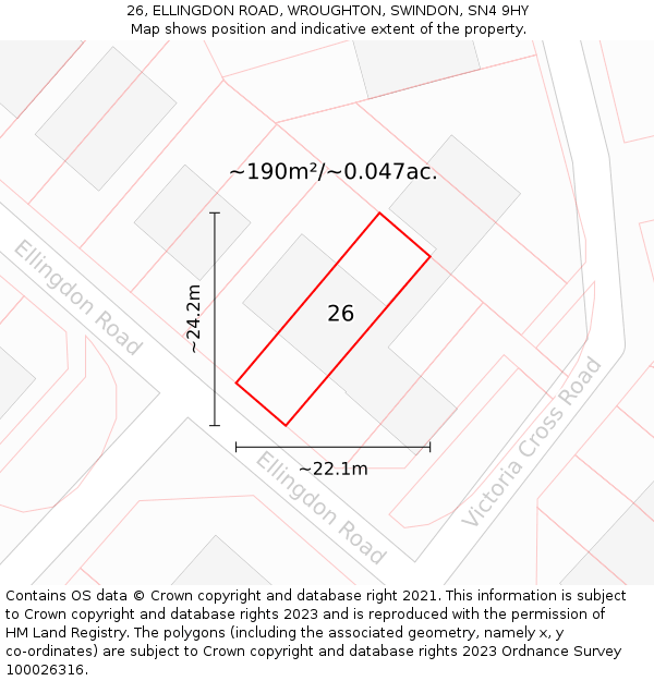 26, ELLINGDON ROAD, WROUGHTON, SWINDON, SN4 9HY: Plot and title map